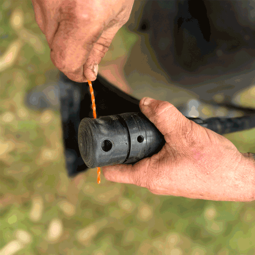 Nylon thread in universal Littl Juey attachment for easy loading.